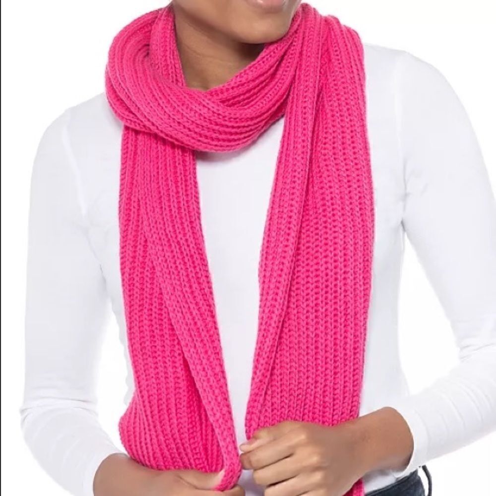 Style & Co Hot Pink Stretchy Rib Solid Scarf OS NWT